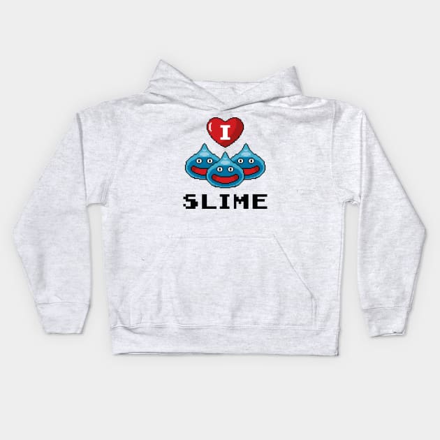 I Love Slime Pixel Art Kids Hoodie by logozaste